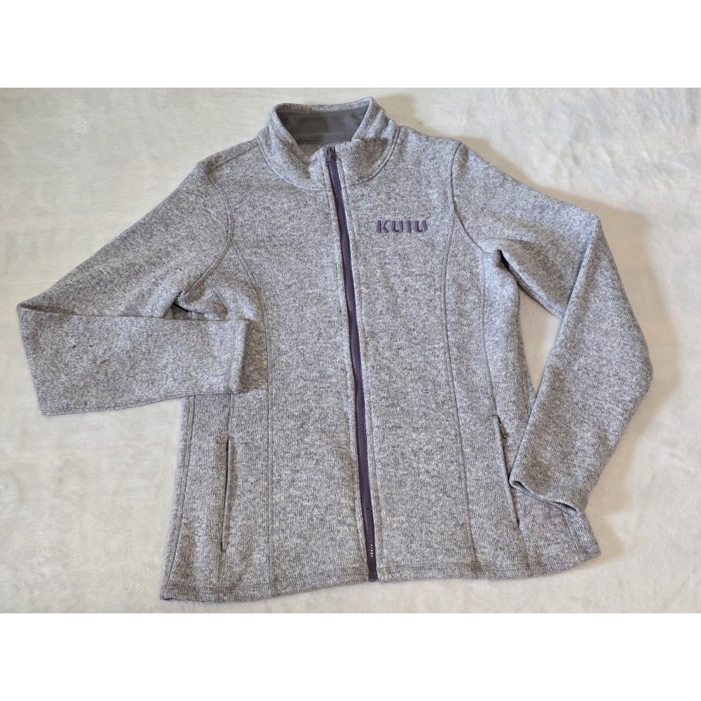 KUIU Womens Medium Gray Purple High Loft Base Camp Full Zip Fleece Sweater